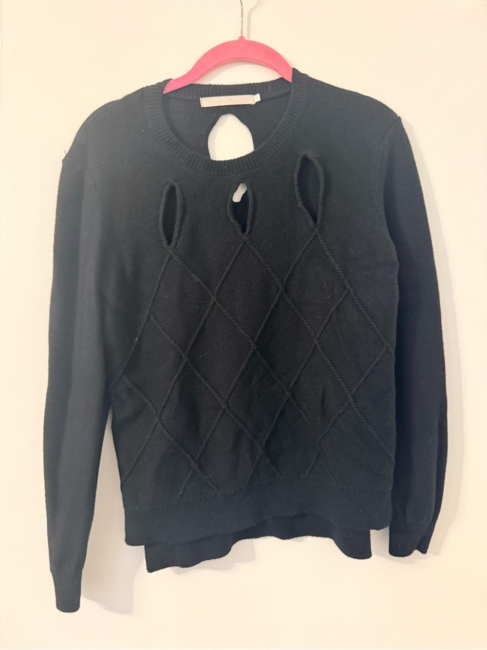 One Grey Day Black Diamond-Texture Cutout Sweater - Women